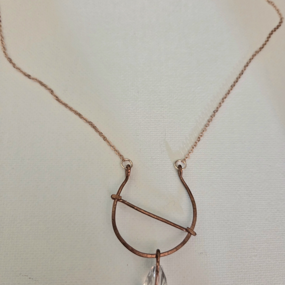3/$30 Hammered Copper Necklace with Teardrop Crystal